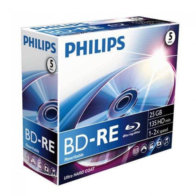 Philips BD-RE BE2S2J01F  5 Disco de alta densidad