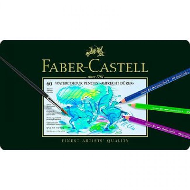 Estuche metálico Faber-Castell - 60 ecolápices acuarelables multicolor