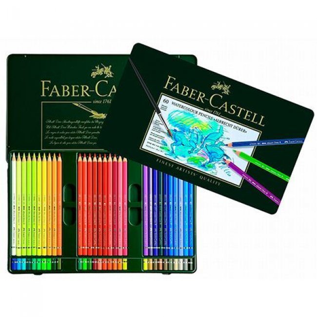 Estuche metálico Faber-Castell - 60 ecolápices acuarelables multicolor
