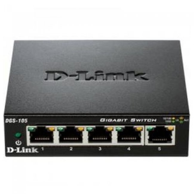 Switch D-Link DGS-105 5 Puertos Gigabit Ethernet Metálico