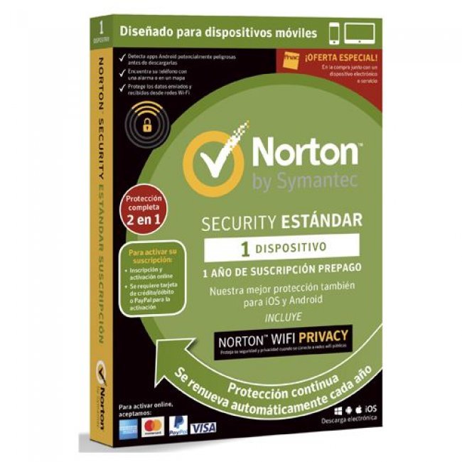 Norton Security Estándar Wi-Fi Privacy VPN 1 Año 1 Dispositivo