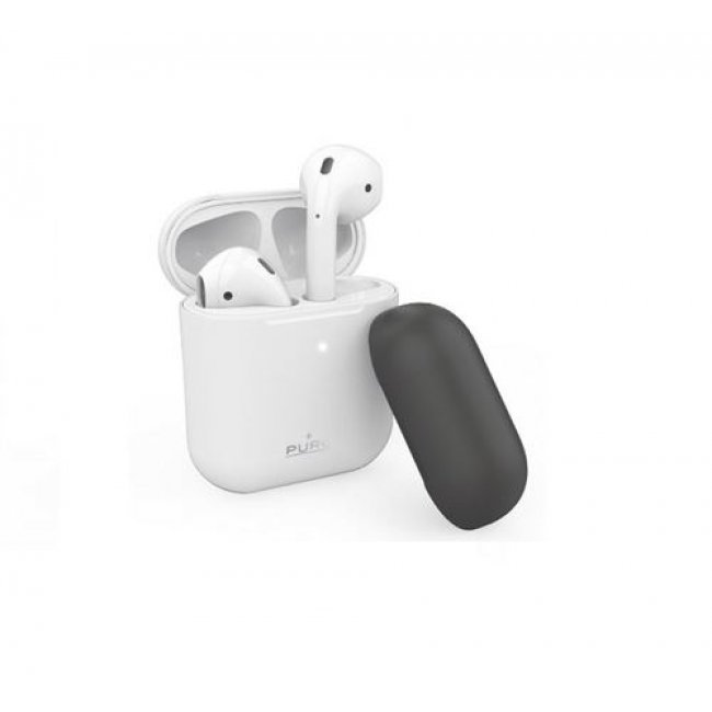 Funda de silicona Puro Blanco + tapa negro para Apple Airpods