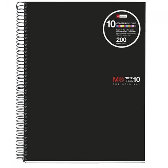 Libreta 10 Miquelrius A5 Negro Cuadrícula