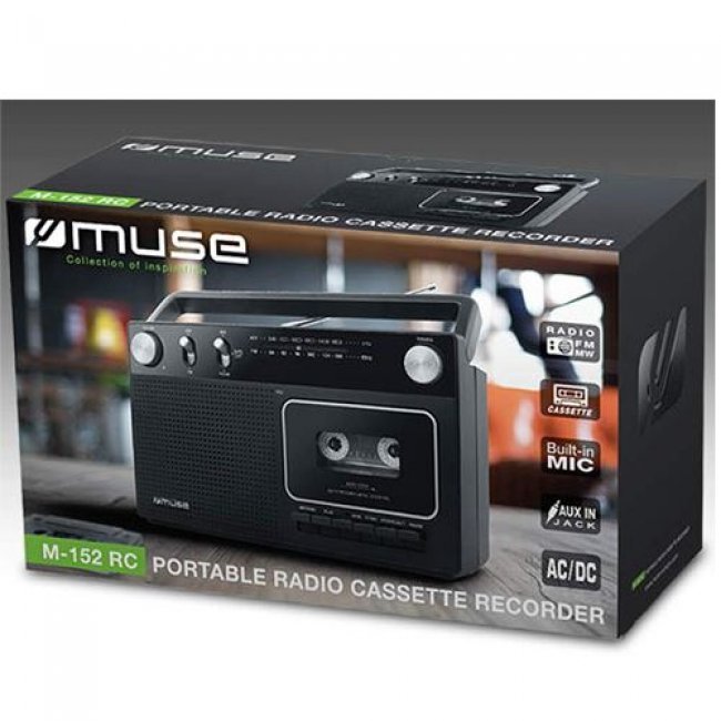 Radiocassette Muse M-152 RC AM/FM Negro