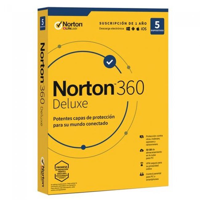 Norton 360 Deluxe 5 dispositivos 1 año