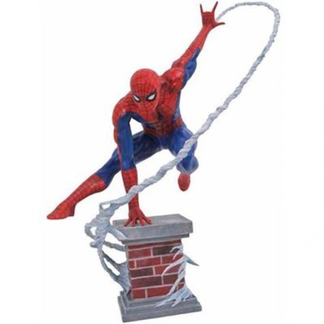 Figura Diamond Marvel Spiderman con telaraña en ladrillo 30cm