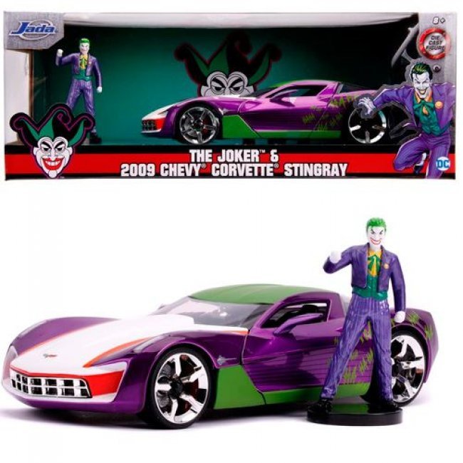 Figura Metals DC Joker y Corvette Stingray