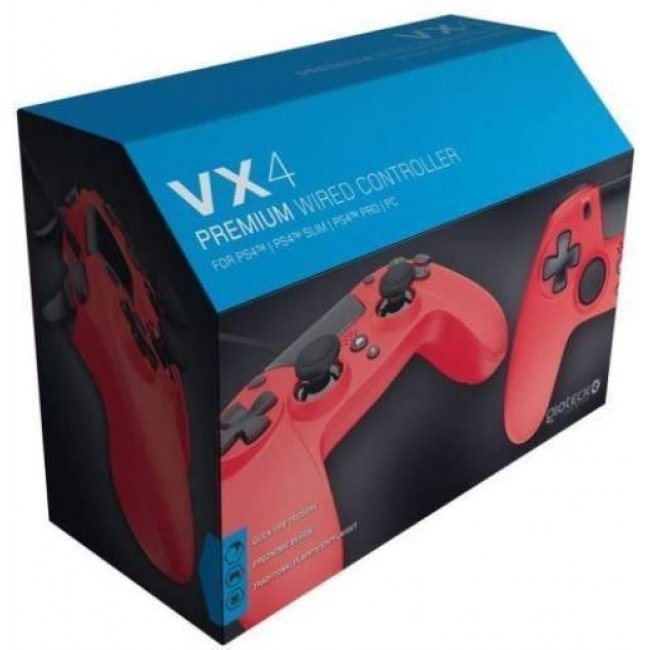 Mando con cable color rojo VX-4 Gioteck PS4