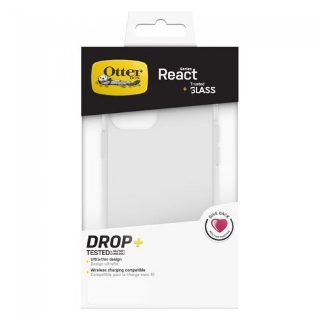 Funda Otterbox React Transparente + Protector de pantalla Trusted para iPhone 12