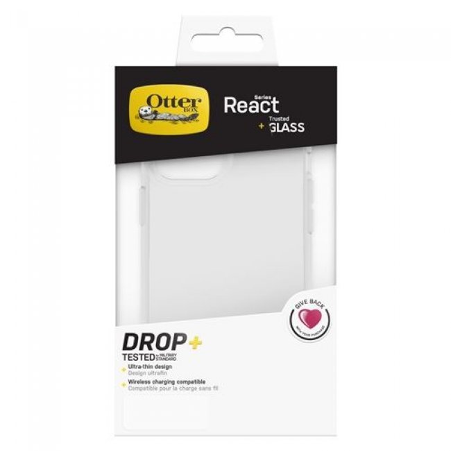 Funda Otterbox React Transparente + Protector de pantalla Trusted para iPhone 12 Pro Max