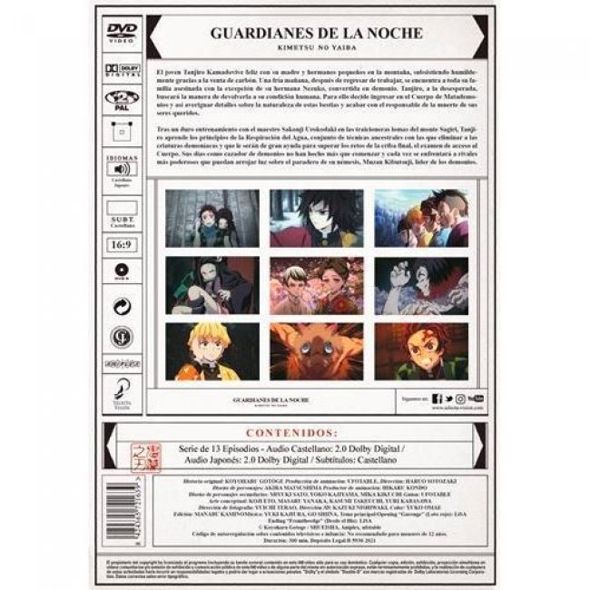 Guardianes De La Noche: Kimetsu No Yaiba Temporada 1 Parte 1 Episoidos 1 a 13 - DVD