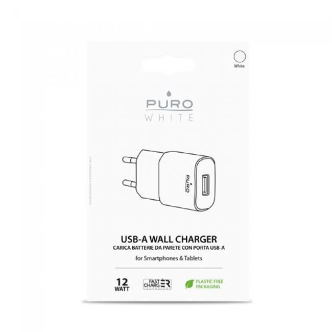 Cargador rápido de viaje Puro USB-A 12 W Blanco