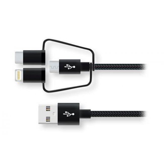 Cable Wefix 3 en 1 para iPhone/iPad Negro