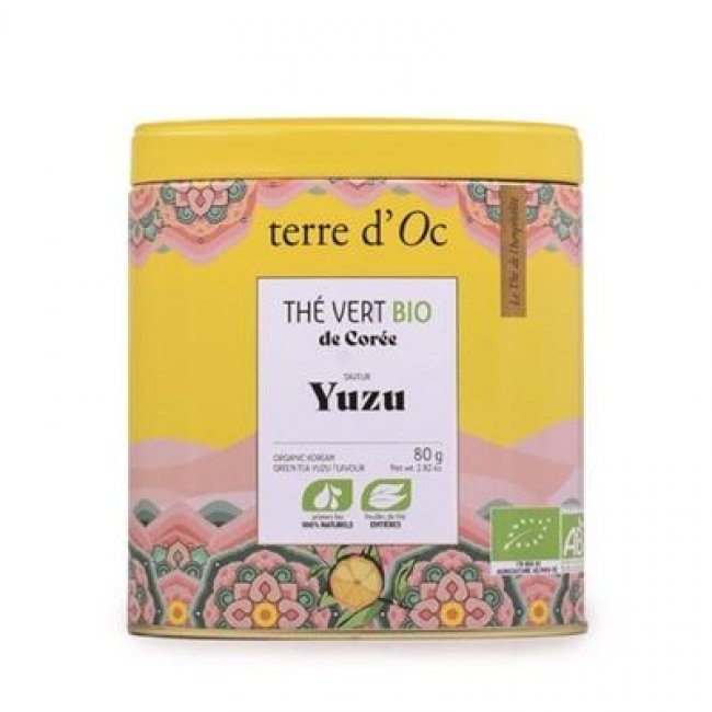 Caja de té verde orgánico de Corea con Yuzu