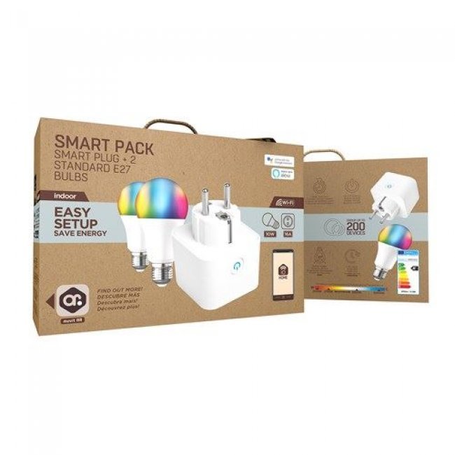 Pack Smart Muvit iO Enchufe Inteligente + 2 bombillas A60 E27 