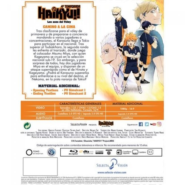 Haikyu!! Los Ases del Vóley Temporada 4 Episodios 1 a 25 + 5 OVA - Blu-ray