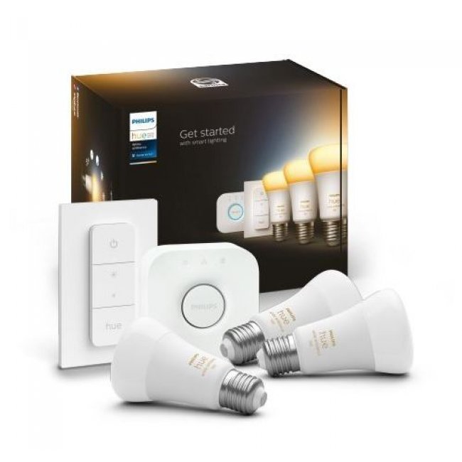 Kit de inicio de bombillas inteligentes Philips Hue E27 Luz blanca ambiental