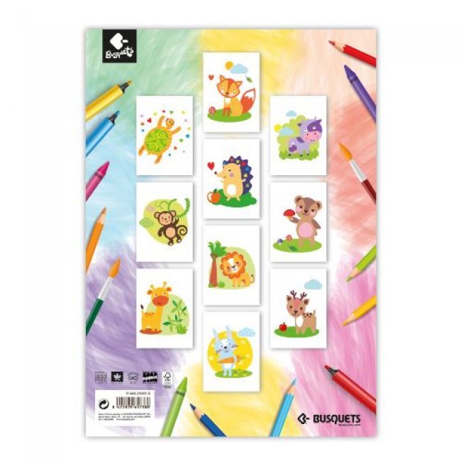 Blíster con 10 láminas A4 para colorear Busquets - Animales