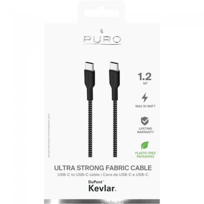 Cable Puro Fabric USB-C Negro 1,2 m