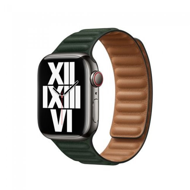 Correa de eslabones de piel Apple Verde secuoya para Apple Watch 41 mm