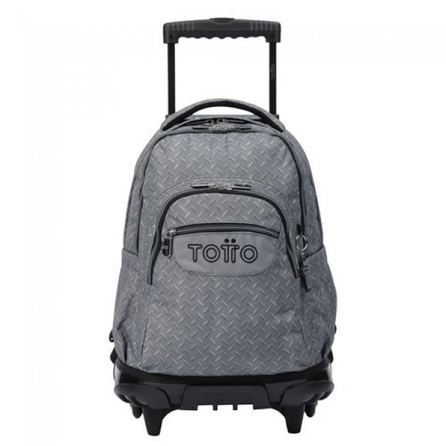 Mochila escolar Totto con ruedas Renglones gris metálico