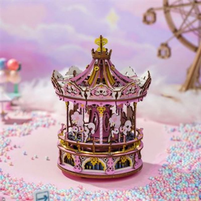 Puzzle 3D de madera Robotime Romantic Carousel Dream Version