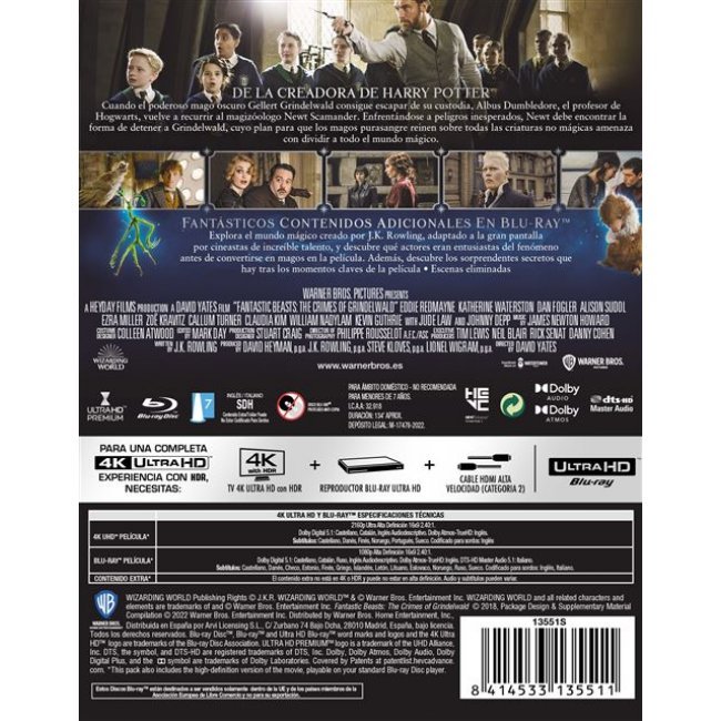 Animales fantásticos 2: Los crimenes de Grindelwald - Steelbook UHD + Blu-ray