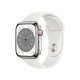 Apple Watch S8 41mm LTE Caja de acero inoxidable Plata y correa deportiva Blanco
