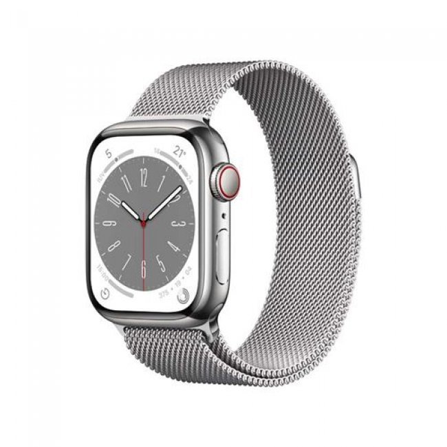 Apple Watch S8 41mm LTE Caja de acero inoxidable Plata y correa Loop Milanese Plata