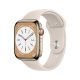 Apple Watch S8 45mm LTE Caja de acero inoxidable Oro y correa deportiva blanco
