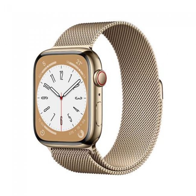 Apple Watch S8 45mm LTE Caja de acero inoxidable Oro y correa Loop milanese Oro