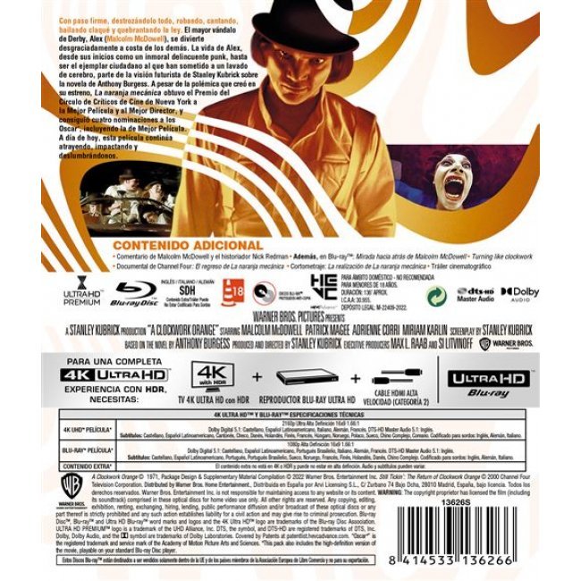 La naranja mecánica -  UHD + Blu-ray