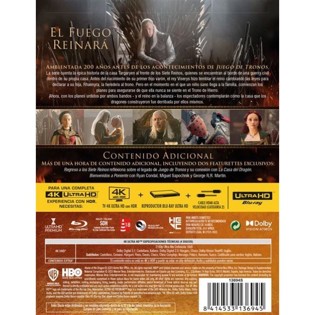 Pack La Casa del Dragón Temporada 1 - Steelbook UHD + Blu-ray