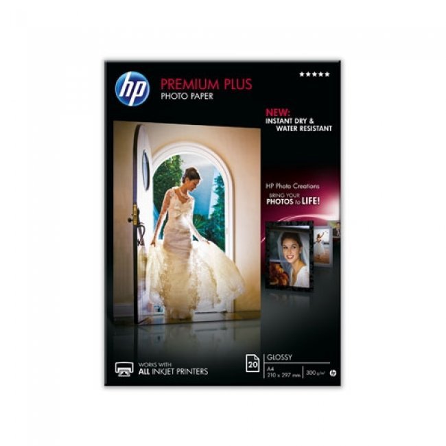 HP CR672A Papel fotográfico satinado Premium Plus 20 hojas A4