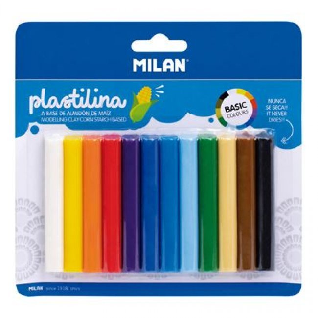 Blíster Milan con 12 barritas de plastilina de colores