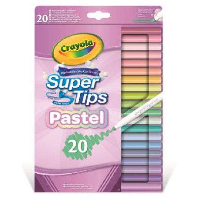 20 Rotuladores lavables Crayola Súper punta Súper Tips colores pastel