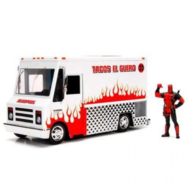 Figura Jada Metal Marvel Deadpool y camioneta de tacos 1:24