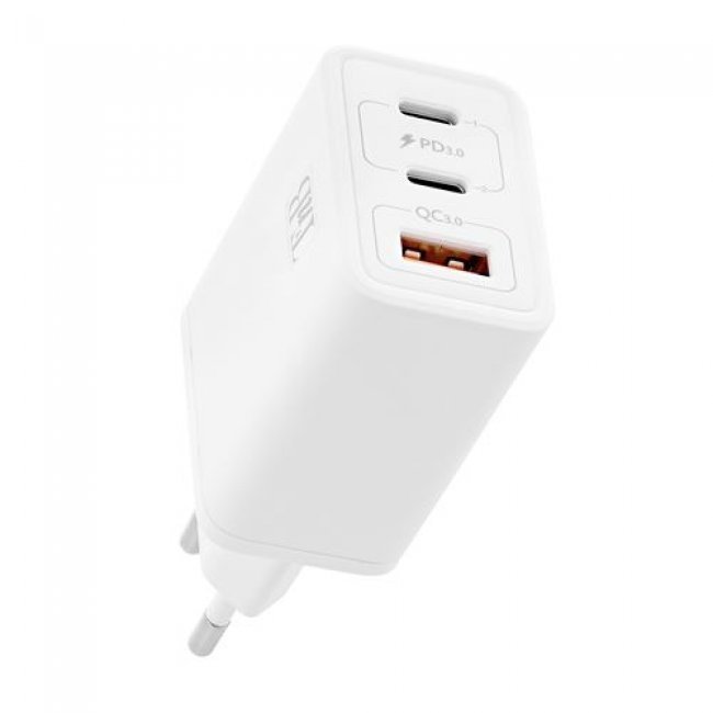 Cargador T'nB GAN 3 x USB 65W Blanco