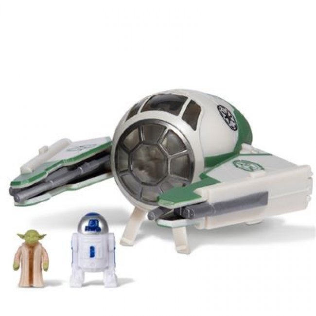 Figura Micro Galaxy Squadron Star Wars Nave Estelar de Yoda 8cm