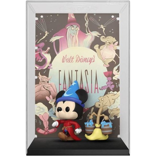 Set 2 figurasFunko Art Cover Disney 100 Aniversario Fantasia Aprendiz de mago Mickey y escoba 10cm