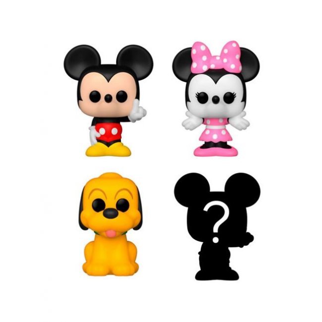 Set 4 figuras Funko Bitty Pop Disney Mickey + Minnie + Pluto + Figura Sorpresa 2cm