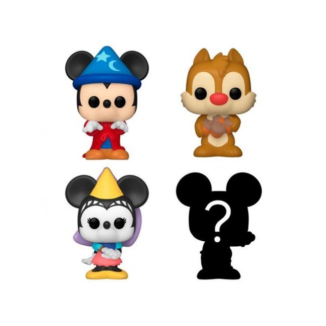 Set 4 figuras Funko Bitty Pop Disney Mago Mickey + Dale + Princesa Minnie + Figura Sorpresa 2cm