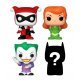 Set 4 figuras Funko Bitty Pop DC Harley + Ivy + Joker + Figura Sorpresa 2cm