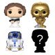 Set 4 figuras Funko Bitty Pop Star Wars Leia + R2D2 + C3PO + Figura Sorpresa 2cm