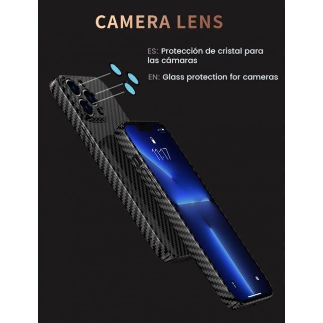 Funda 4-ok Carbon Lens MagSafe Negro para iPhone 13