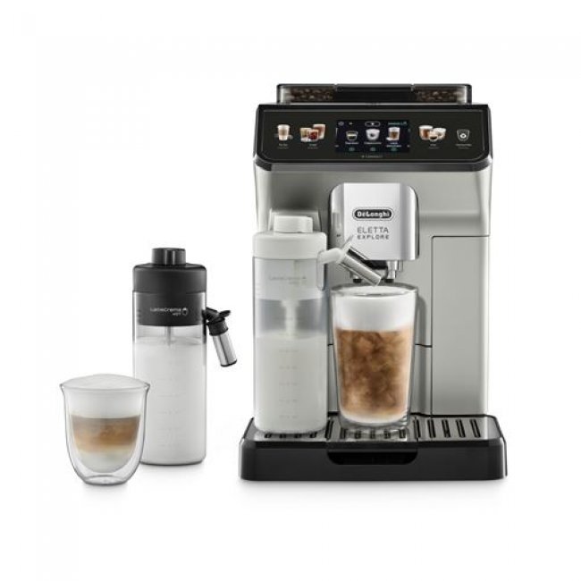 Cafetera Superautomática De'Longhi Eletta Explore Cold Brew ECAM450.65.S,  Molinillo integrado, 19 bar, 1450 W, Plata