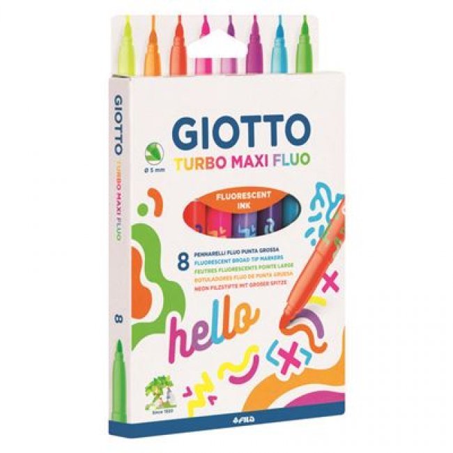 Caja con 8 Rotuladores de color Giotto Turbo Maxi Fluo