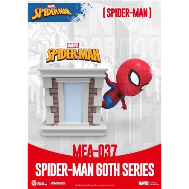Figura Beast Kingdom Marvel Spider-Man en edificio 60Th Serie 12cm