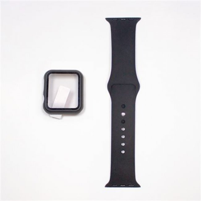 Correa de Silicona + protector de pantalla Friendly Negro para Apple Watch 38/40/41 mm 