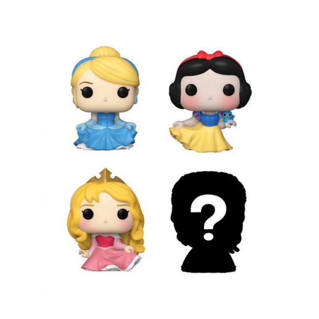 Set de 4 figuras Funko Bitty Princesas Disney Aurora + Cenicienta + Blancanieves + Princesa aleatoria